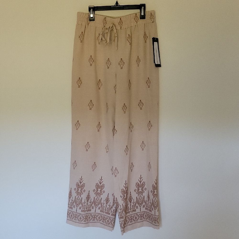Size S NWT Elegant Cream Wide Leg Boho Chic Pants 1960s 1970s Vibe